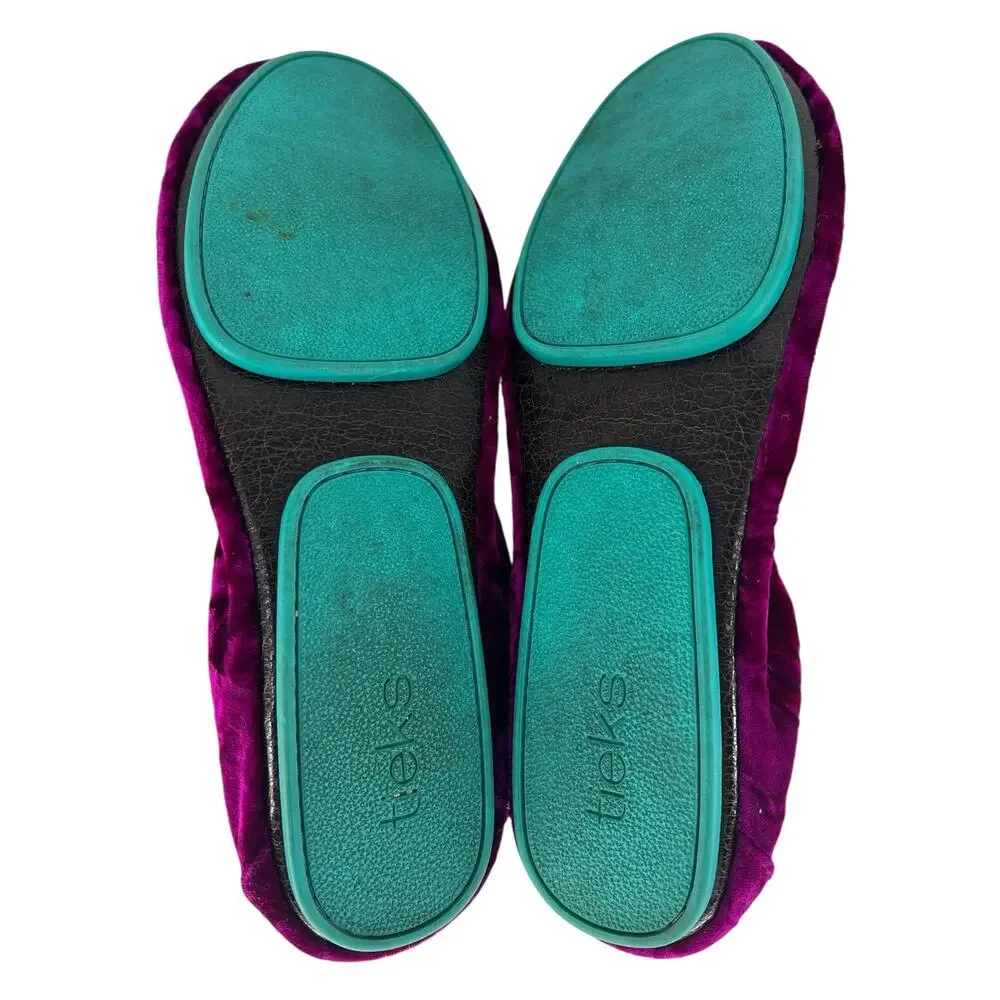 Tieks Tyrian Purple Crushed Velvet Ballet Flats Limited Edition 9 - Picture 13 of 13